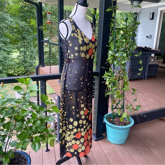 JOHNNY WAS  🌺Silk Dress, XS 🌺 Black silk slip underneath 🌺A VERY RARE DRESS! - Picture 7 of 13